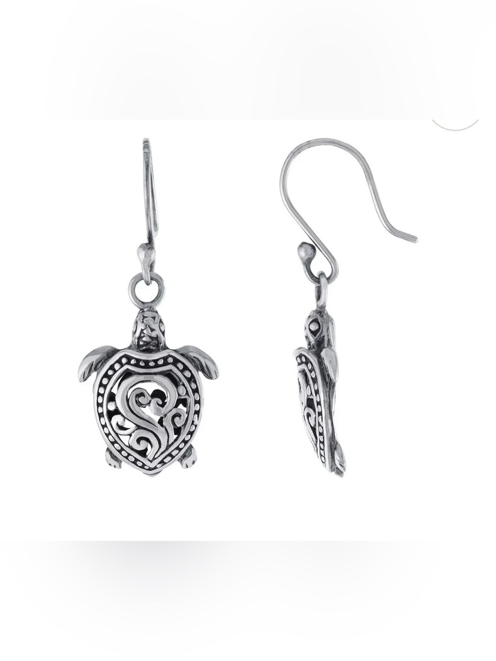 Athra NJ Sterling Silver Filigree Turtle Drop Earrings NWOT